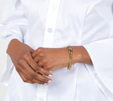 Affinity Gems Sterling Silver 14K Goldclad Bezel Station Peridot Rolo Link Chain Bracelet, 6-3/4"